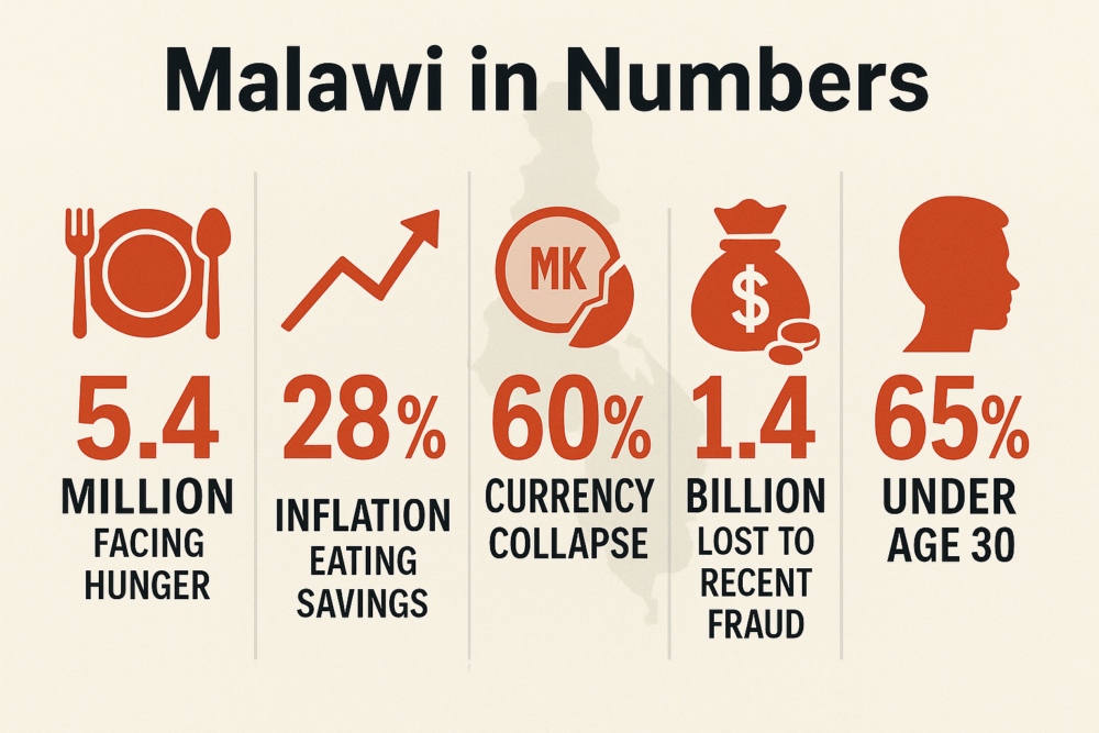 Malawi in Numbers. Illustration produced using AI